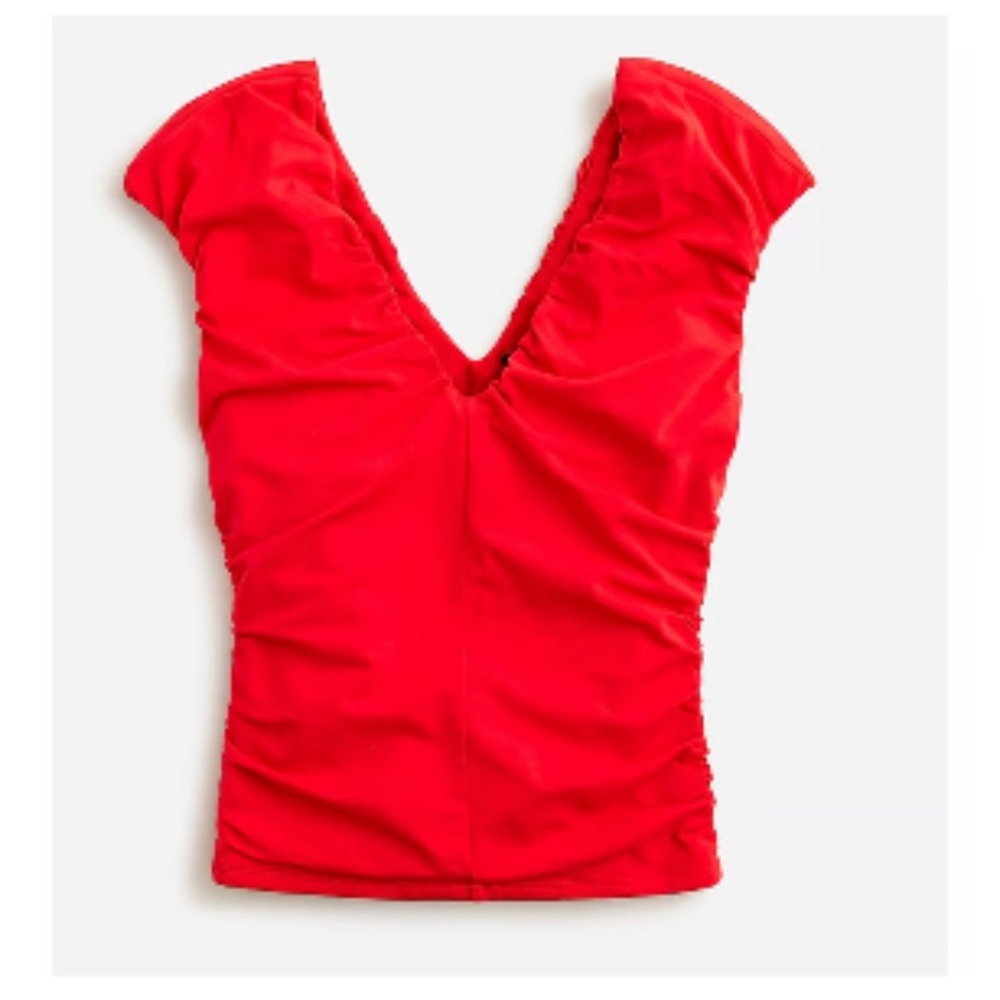 J. Crew Ruched V-neck top in stretch cotton blend
